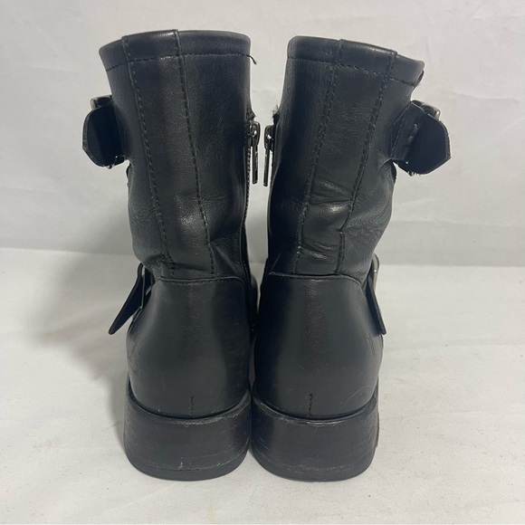 Frye | Short Black Leather Boots with Buckle and Side Zipper Size 7 - Picture 4 of 11